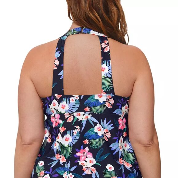 Island Escape Plus Size Floral-Print H-Back Tankini Top NWT Sz 20W - Picture 4 of 11